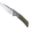 TwoSun Folding Knife Green Micarta Handle Sandwash Bolster D2 Plain Edge TS369-SAND