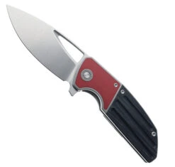 Two Sun Folding Knife Gray Titanium/Red Micarta Handle D2 Clip Point Plain Edge TS412-D2
