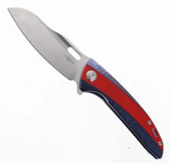 Two Sun Folding Knife Red/Black G10/Titanium Handle K110 Plain Edge TS432-Color