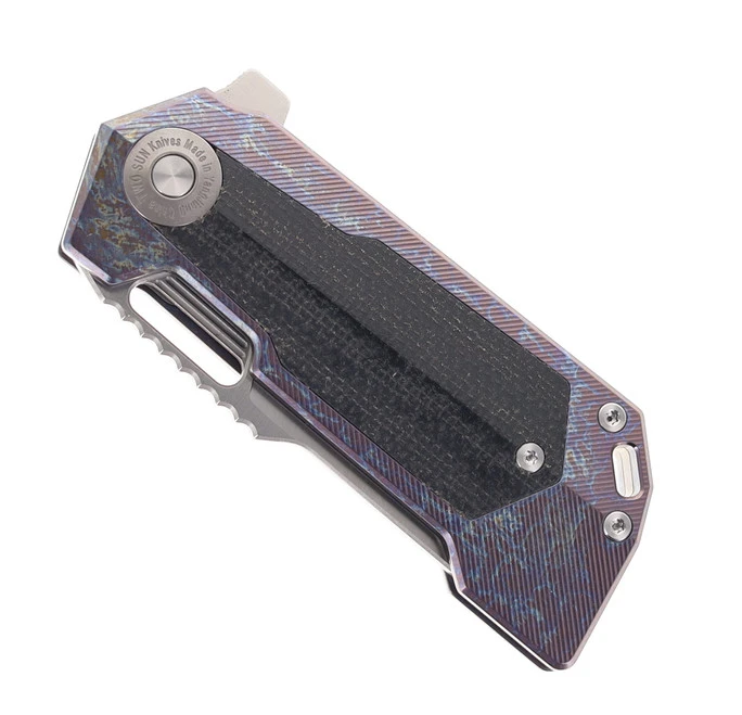 TwoSun David Chen TS500-COLOR Flipper Tanto Pocket Knife Micarta & Colored Titanium Handle 5 TwoSun David Chen TS500-COLOR Flipper Tanto Pocket Knife Micarta & Colored Titanium Handle - Image 3