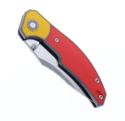 TwoSun TS416-D2 Flipper Pocket Knife Titanium & Red/Yellow G10 Inlay D2 Steel -Twosun TwoSun TS416 D2 02 12441.1696525212