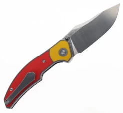 TwoSun TS416-D2 Flipper Pocket Knife Titanium & Red/Yellow G10 Inlay D2 Steel -Twosun TwoSun TS416 D2 06 24314.1696525212
