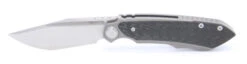 TwoSun Folding Knife Black Titanium/Carbon Fiber Handle M390 Plain Edge TS229-M390